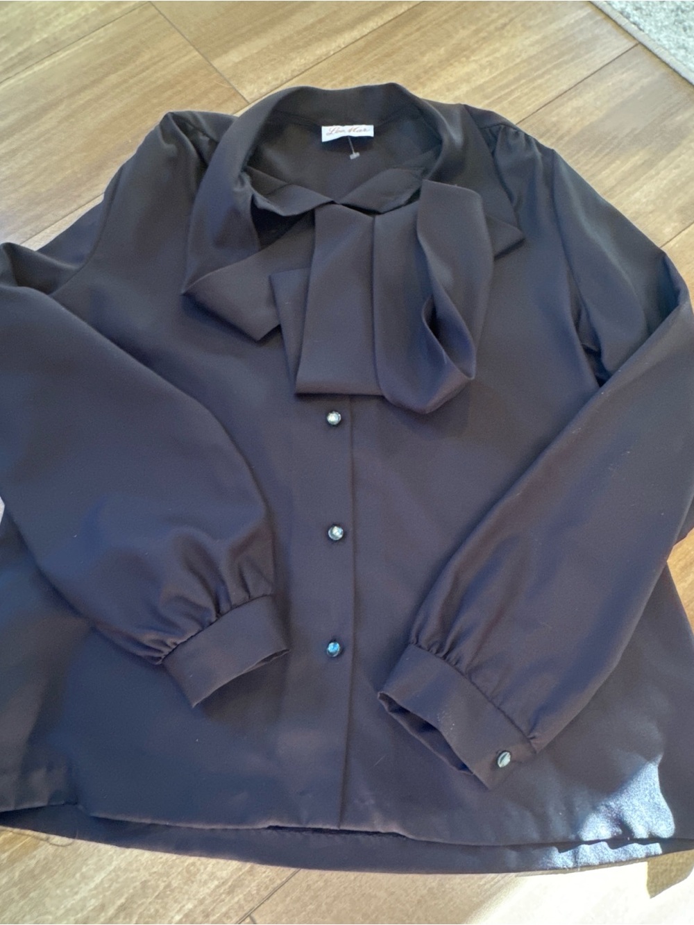 Women’s Black Bow-Tie Collar Blouse